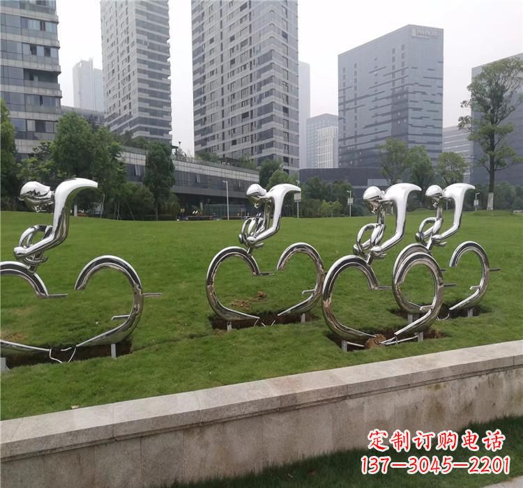 泰安不锈钢自行车雕塑美丽的艺术绽放