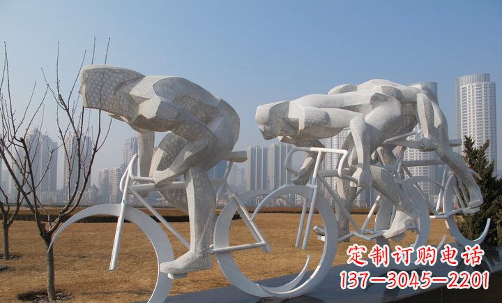 泰安展现运动风采的不锈钢自行车雕塑
