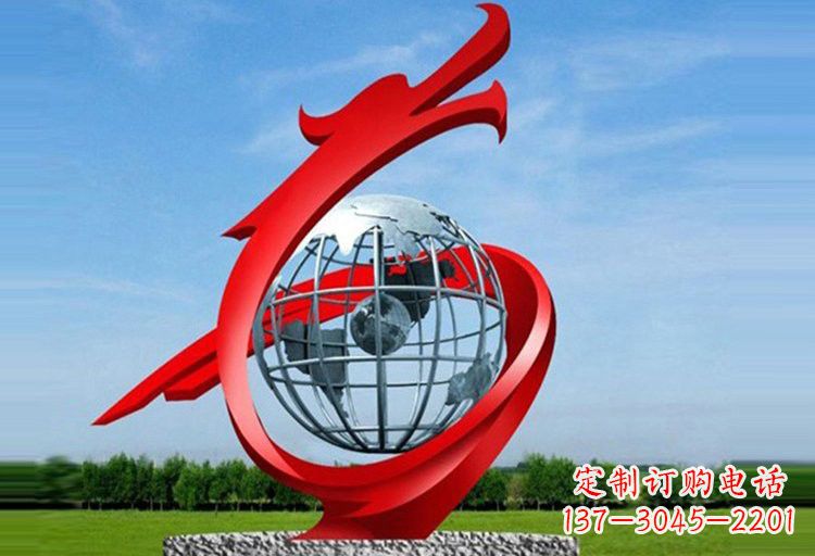 泰安不锈钢地球雕塑精美雕塑饰以美丽世界