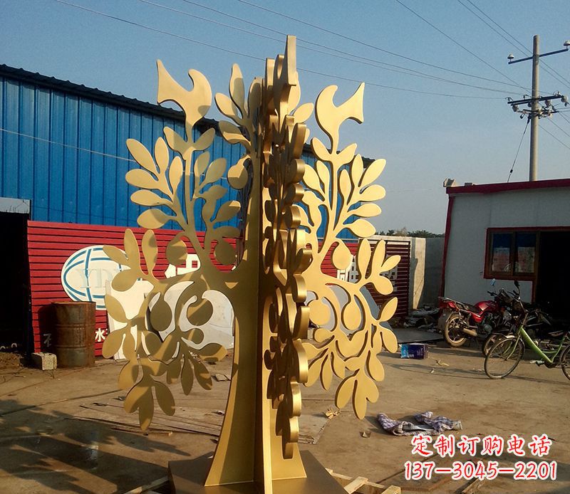 泰安不锈钢树叶园林景观雕塑——美妙绝伦的艺术之作
