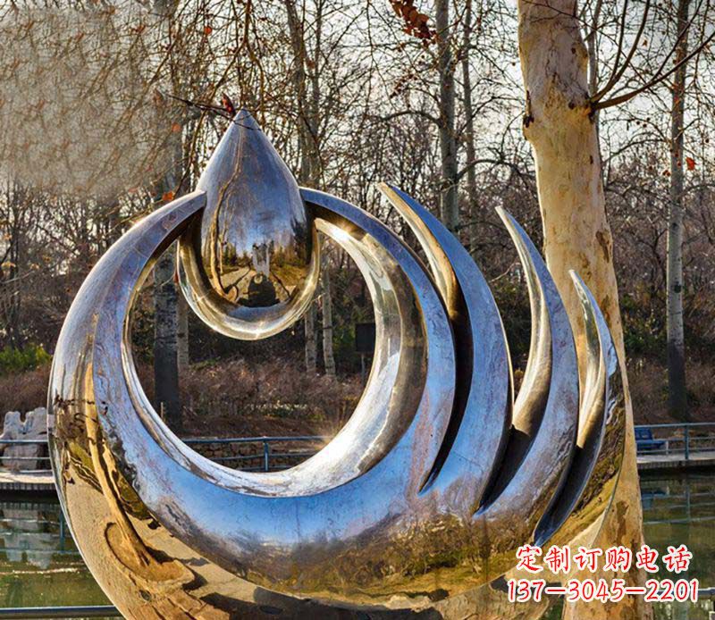 泰安不锈钢水滴雕塑给园林带来流动的美