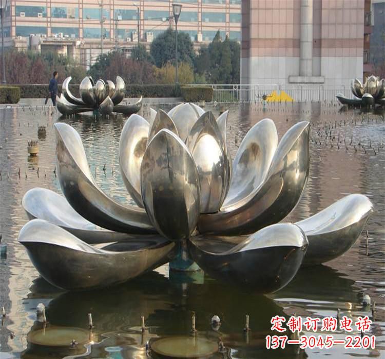 泰安不锈钢水景荷花雕塑质朴之美