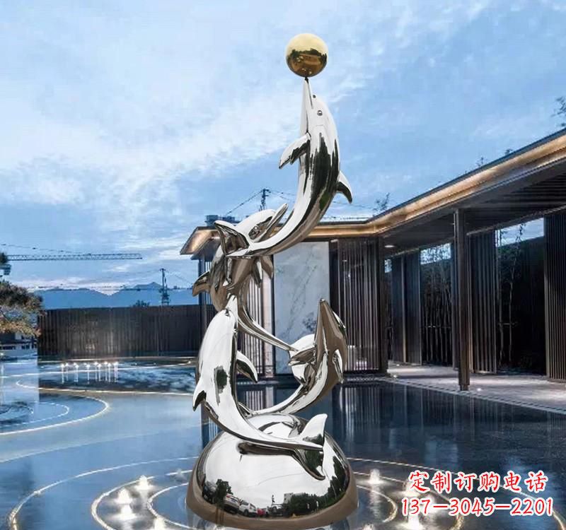 泰安海豚的优雅身姿——不锈钢水景雕塑