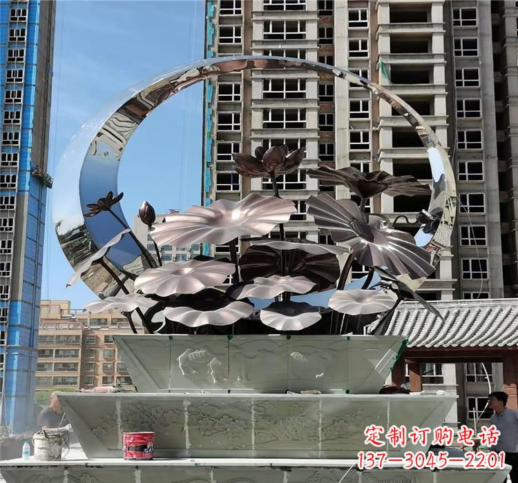 泰安不锈钢荷花雕塑把宁静的自然融入城市