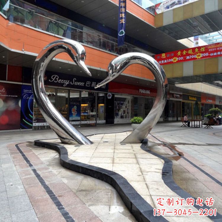 泰安不锈钢天鹅爱情雕塑把浪漫永恒的爱情永久凝固