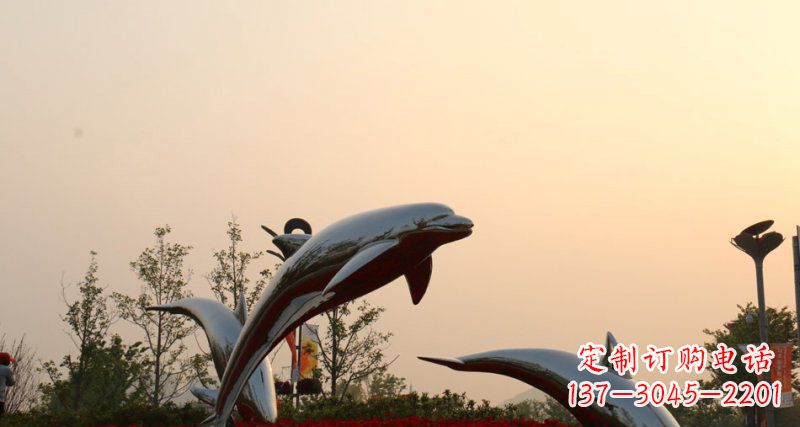 泰安不锈钢海豚雕塑跳跃的美丽
