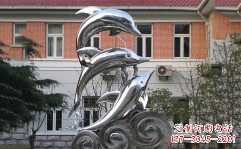 泰安不锈钢跳跃海豚雕塑
