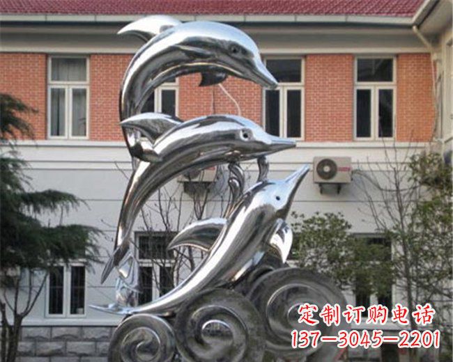 泰安不锈钢海豚雕塑跳跃的海洋精灵