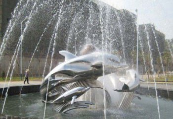 泰安不锈钢商场大型景观鱼喷泉展现雕塑之美