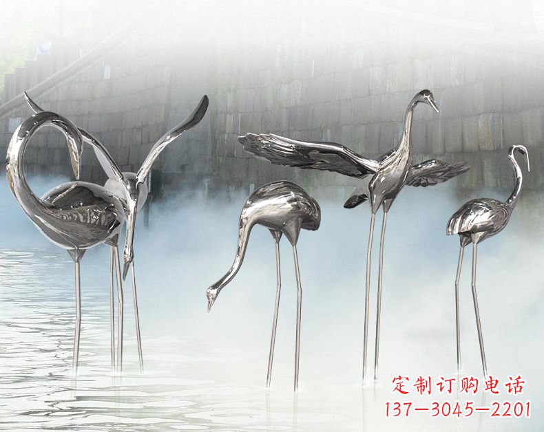 泰安不锈钢仙鹤飞鸟雕塑传承传统文化