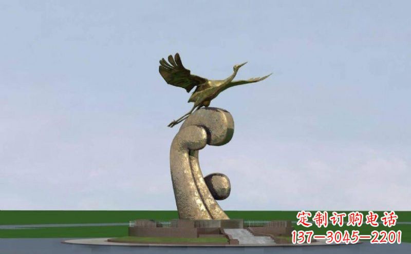 泰安不锈钢仙鹤雕塑象征着美丽和宁静