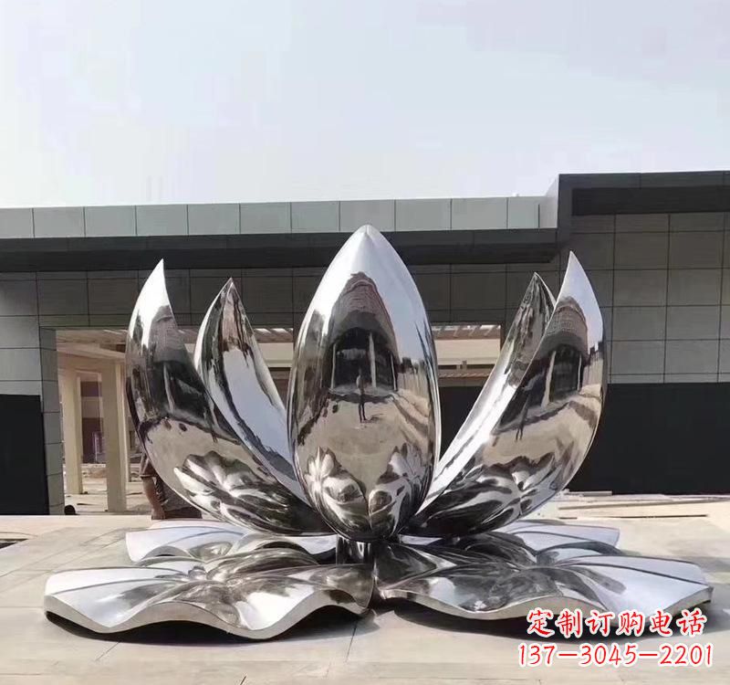 泰安不锈钢现代镜面荷花雕塑精美绝伦