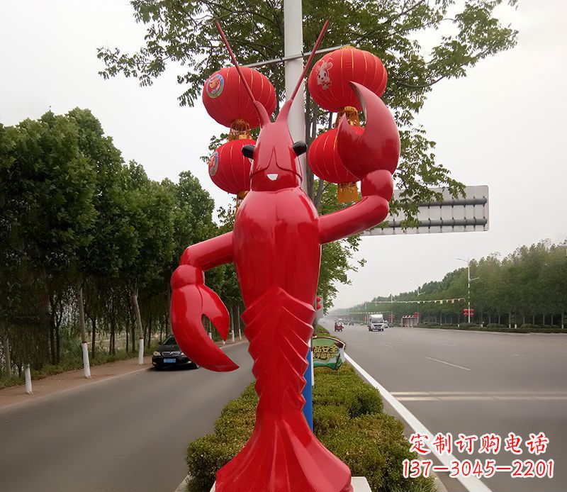 泰安不锈钢小龙虾雕塑精美之灵