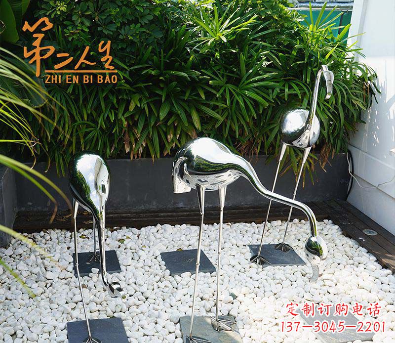 泰安不锈钢小区仙鹤动物雕塑1