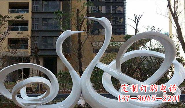 泰安不锈钢小区美丽的天鹅雕塑