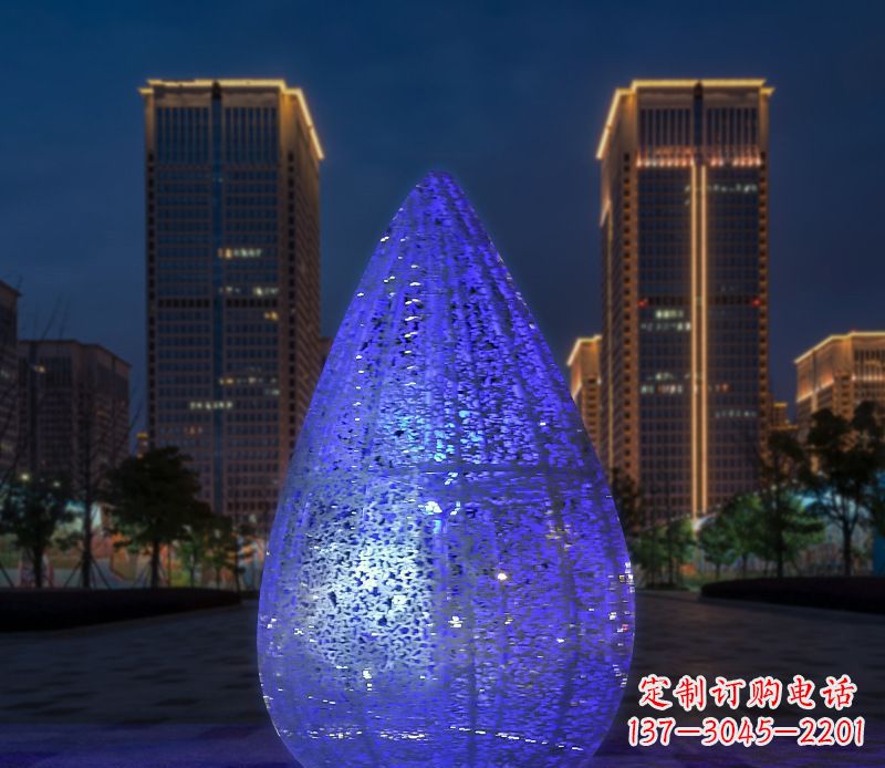 泰安不锈钢小区照明美轮美奂的水滴雕塑