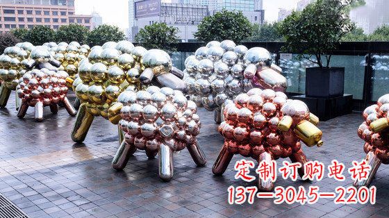 泰安不锈钢小羊肖恩抽象动物雕塑