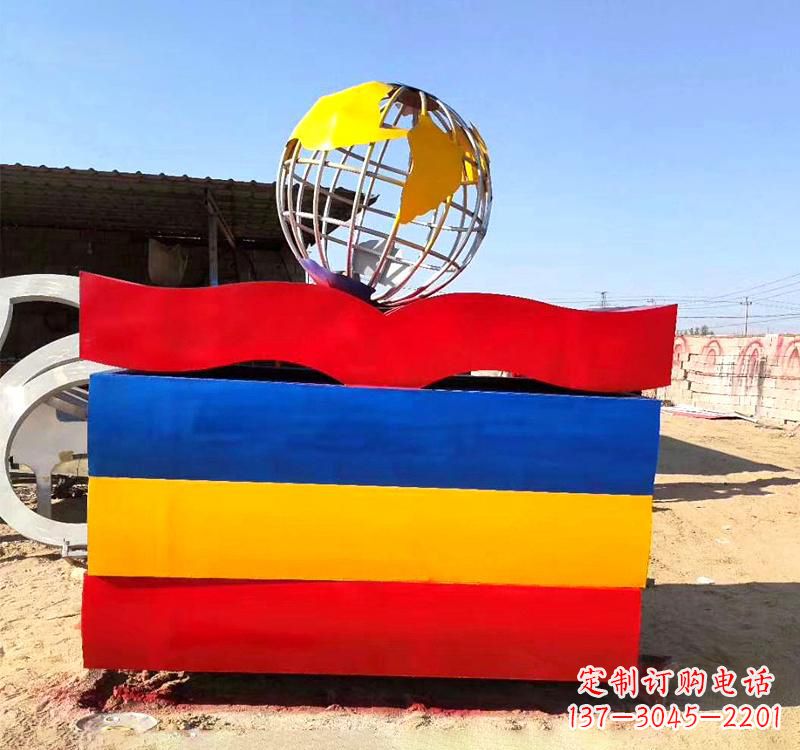 泰安不锈钢校园地球仪雕塑缅怀地球之美
