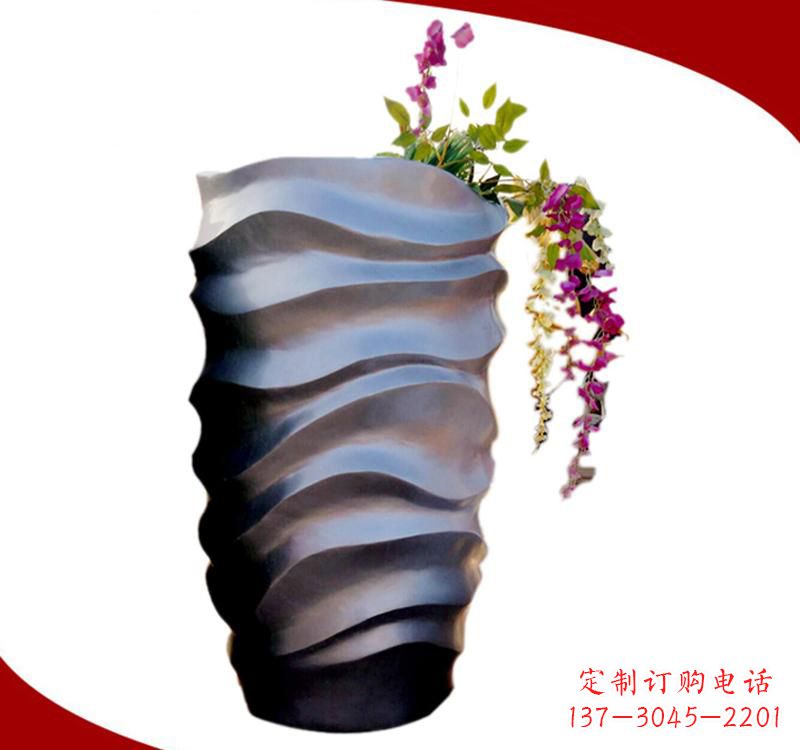 泰安不锈钢校园景观花盆雕塑美化校园环境
