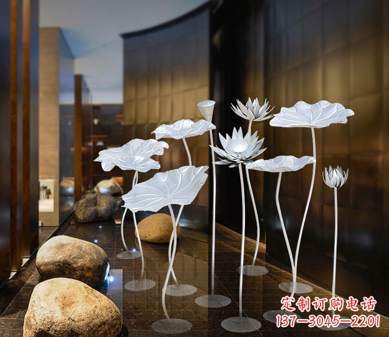 泰安不锈钢银色荷花雕塑精美外形魅力无限