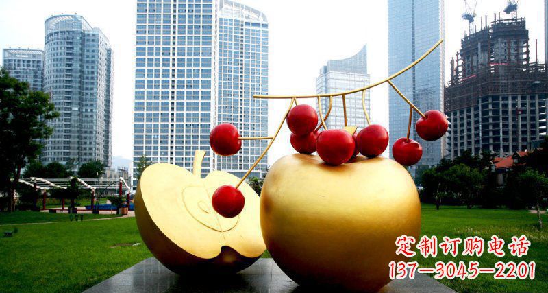 泰安不锈钢苹果雕塑,添彩公园景观