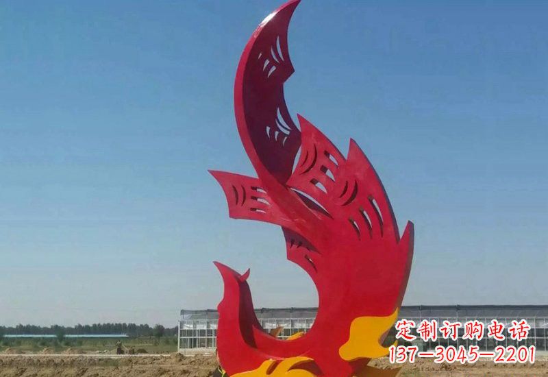泰安凤凰雕塑传承不锈钢园林艺术