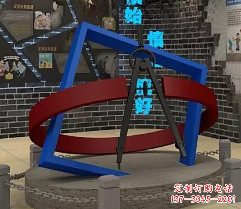 泰安不锈钢圆规雕塑实现景观美化的艺术之作