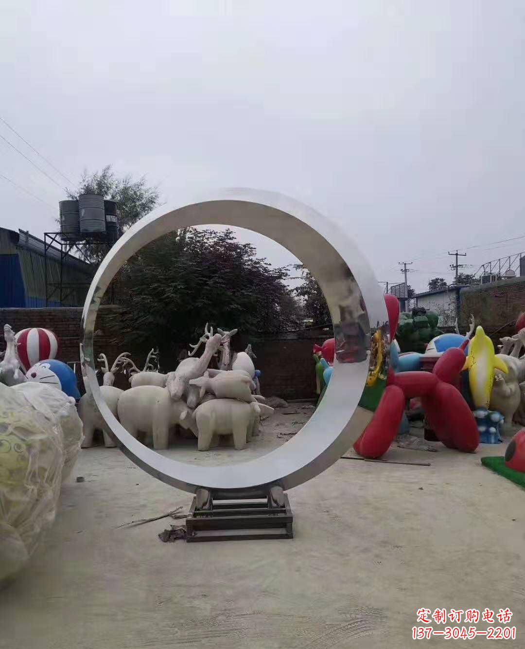 泰安不锈钢圆环雕塑广场景观雕塑户外摆件