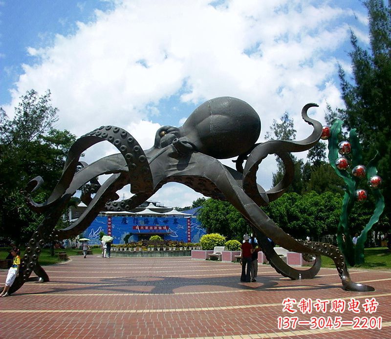泰安不锈钢章鱼雕塑精美艺术品