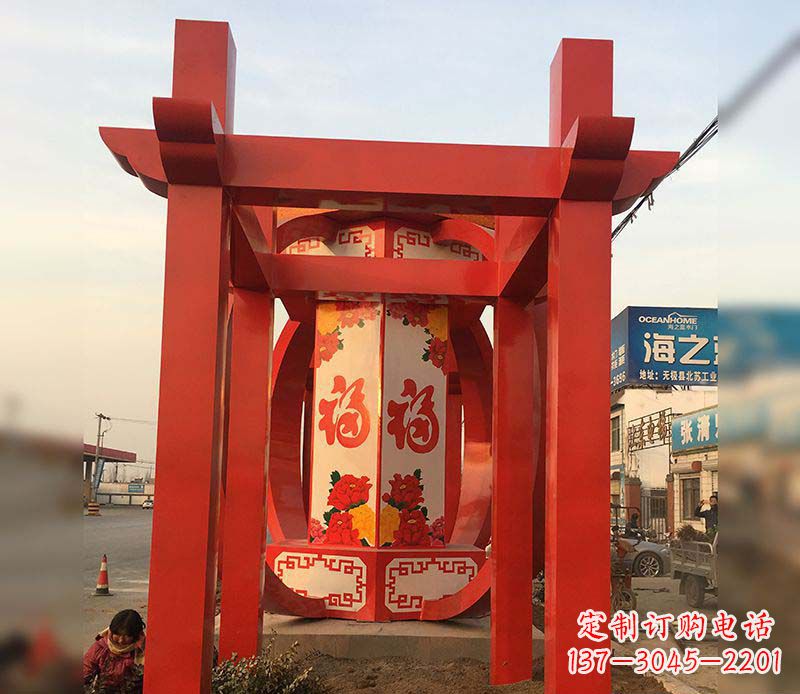 泰安不锈钢灯笼雕塑——点亮中国梦
