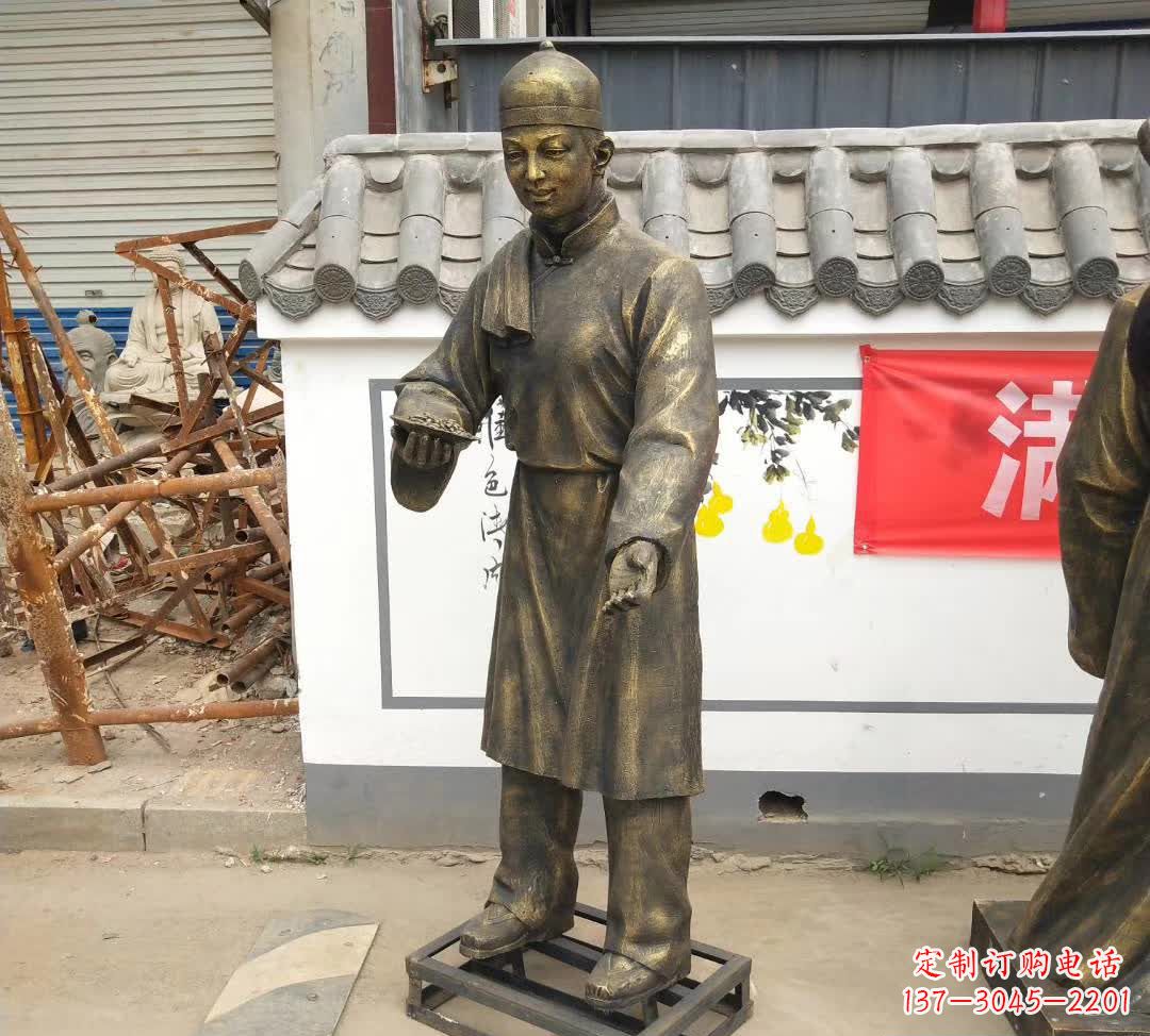 泰安传承百年店小二铜雕