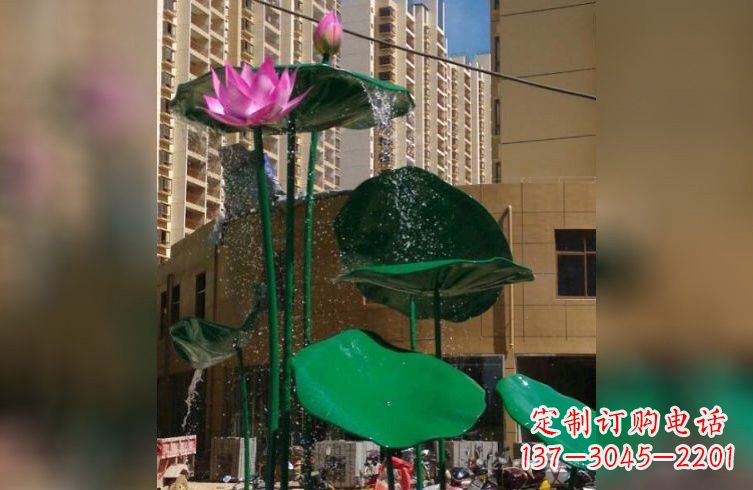 泰安彩色不锈钢荷花雕塑美丽而富有寓意