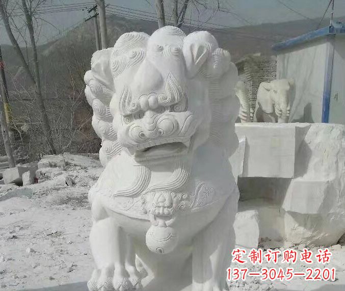 泰安踩绣球石狮子寺庙景观石雕
