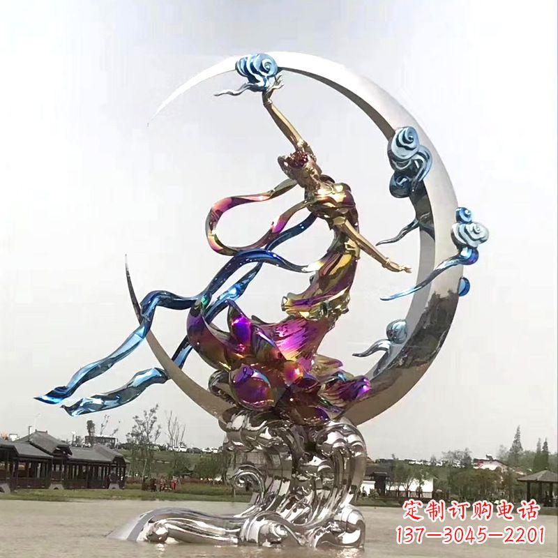 泰安中国古代神话传说中的嫦娥奔月不锈钢雕塑景观