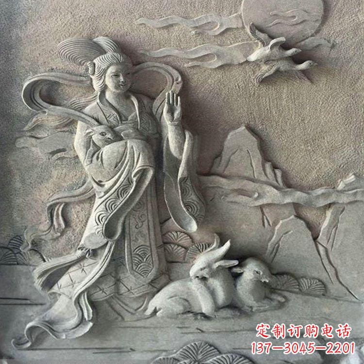泰安嫦娥浮雕-上古神话人物道教月神太阴星君雕塑