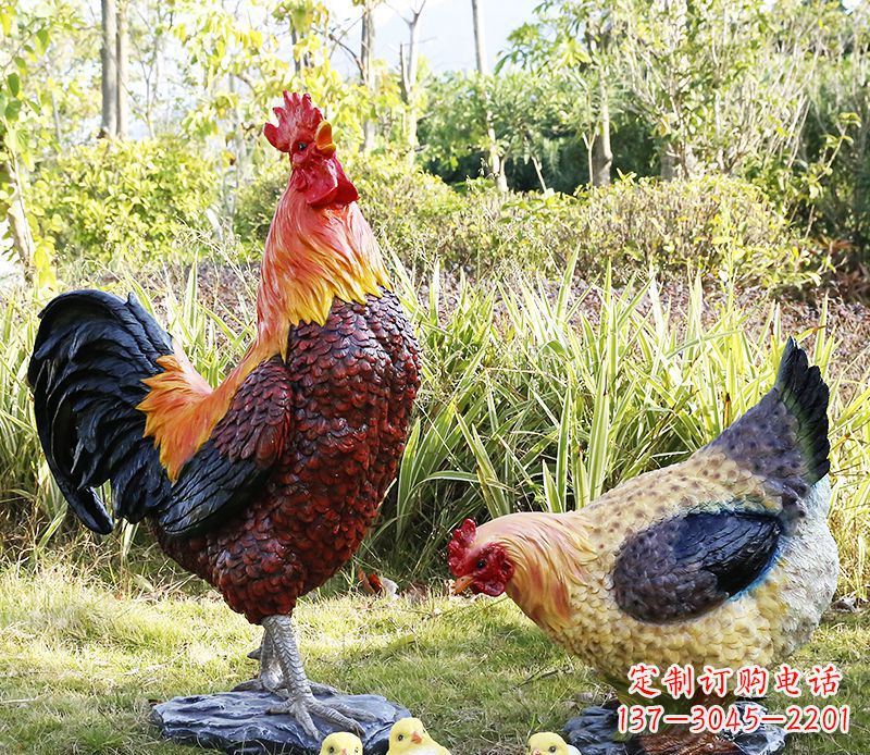 泰安公鸡雕塑完美的绿化环境装饰