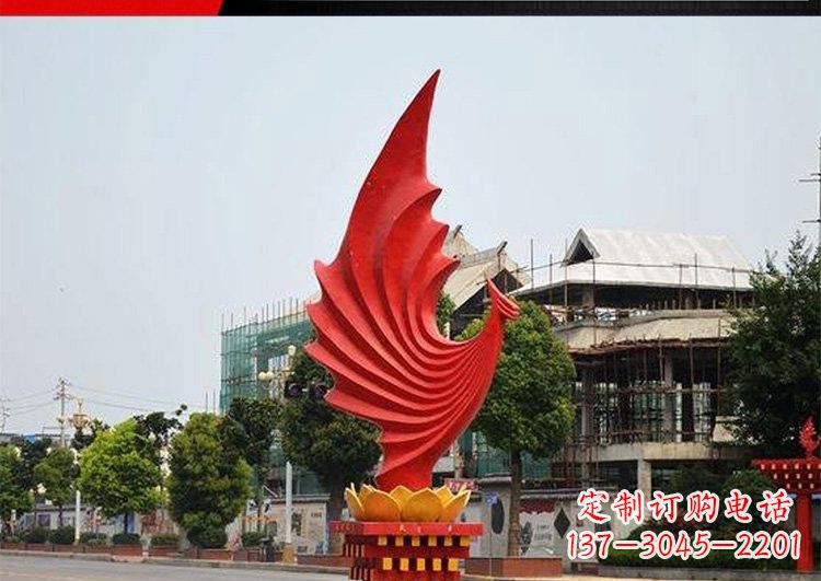 泰安城市的至高象征——不锈钢凤凰雕塑