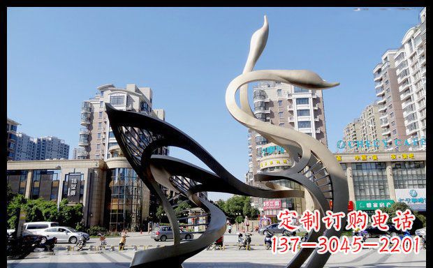 泰安城市凝聚的美丽不锈钢天鹅雕塑