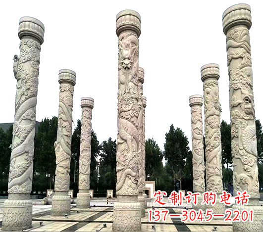 泰安精美龙柱雕塑,点缀城市广场