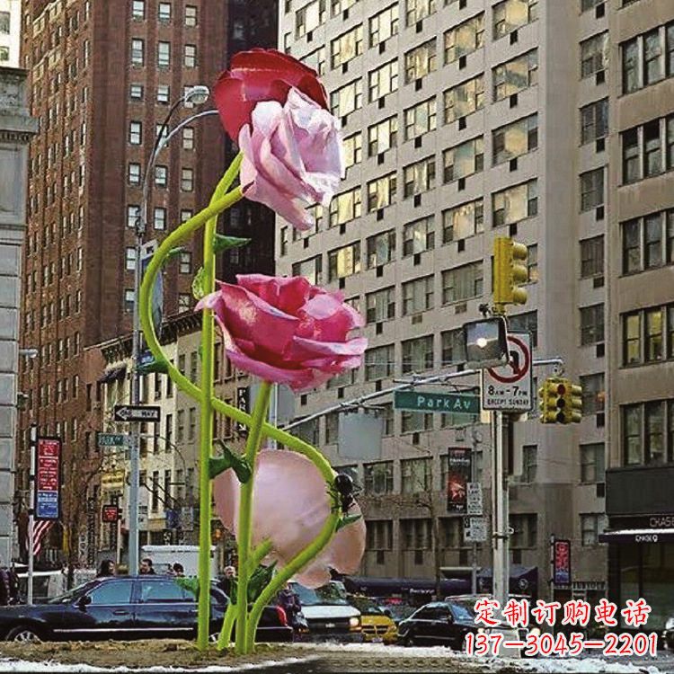 泰安美丽的城市玫瑰雕塑