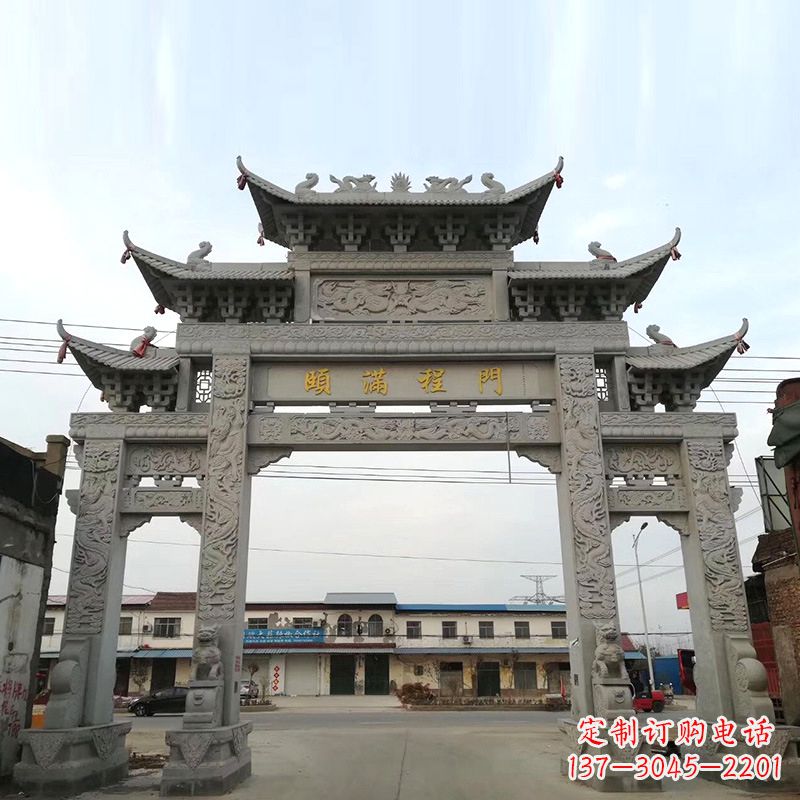 泰安城市街道仿古石雕牌楼