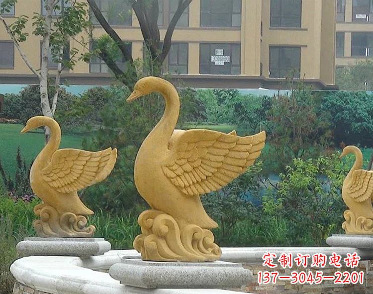 泰安池塘水景喷泉天鹅雕塑-公园园林景区装饰动物雕塑