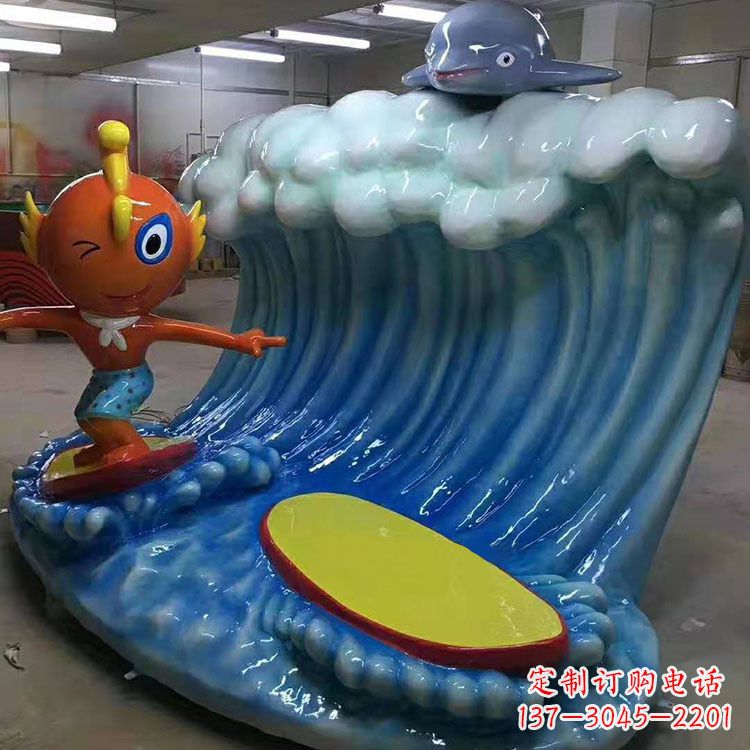 泰安冲浪玻璃钢海豚雕塑