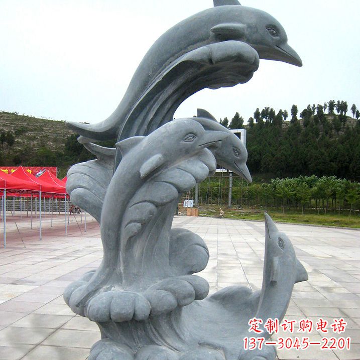 泰安冲浪海豚大理石雕塑
