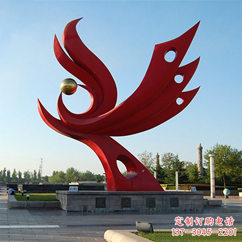 泰安精美凤凰雕塑点缀公园园林景观