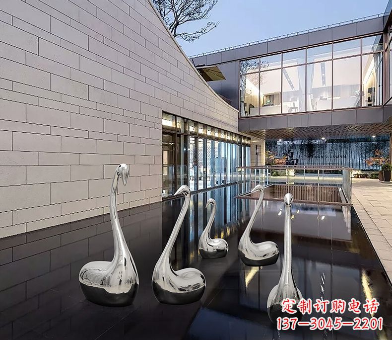 泰安抽象不锈钢天鹅雕塑