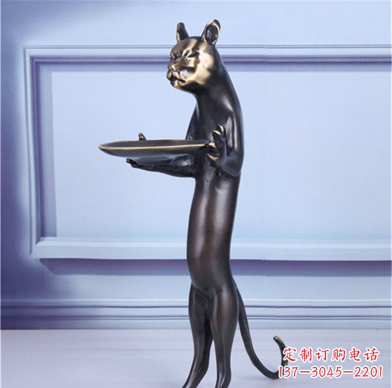泰安抽象动物猫铜雕