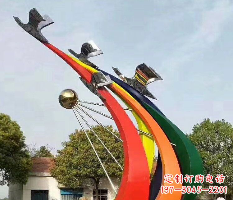 泰安抽象和平鸽和太阳校园不锈钢雕塑