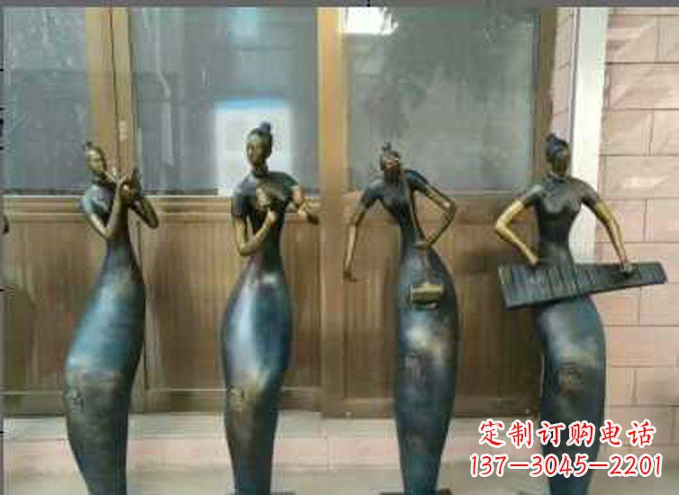 泰安抽象女孩演奏乐器铜雕
