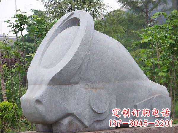 泰安抽象石雕牛-抽象生肖牛动物景观雕塑